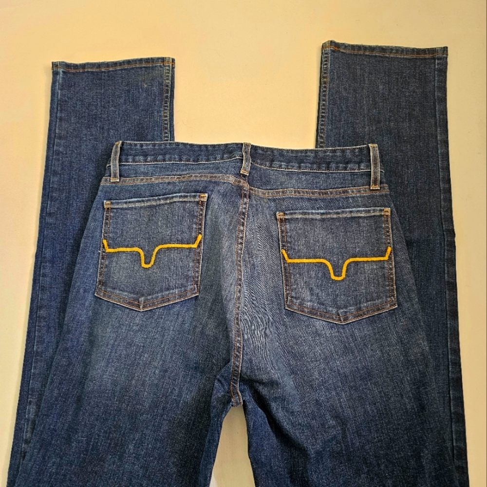 Kimes Ranch Sarah Straight Leg Dark Blue Jeans with Unique Stitching
